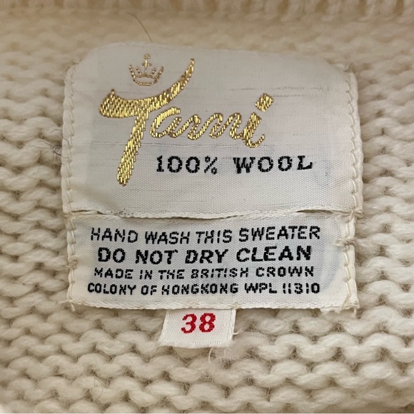 Vintage 60s Tarni Wool Knit Sweater Beaded Floral Eyelet Trim Cream 38 - Picture 3 of 5